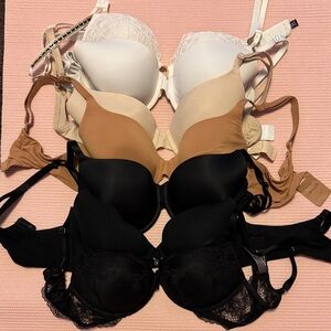 Victorias Secret & PINK 7 Bras Set - Black, White, Tan 34C